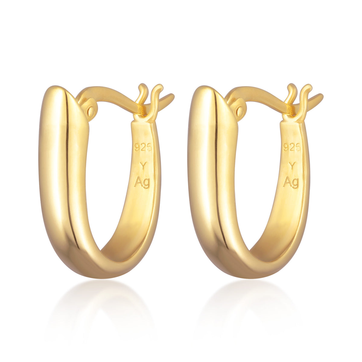 Gold - Elli | Creolen Oval Chunky | 925er Sterling Silber Vergoldet