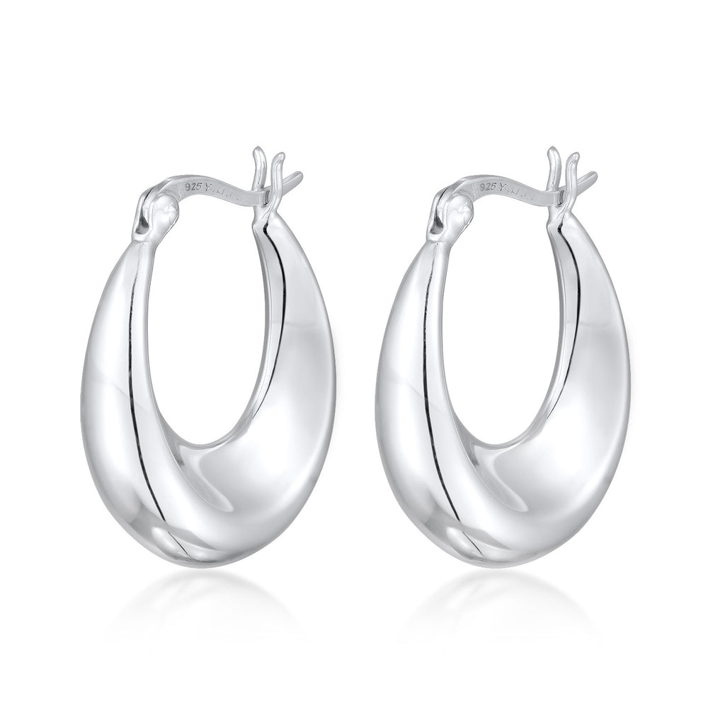 Silber - Elli | Creolen Gewölbt | 925er Sterling Silber