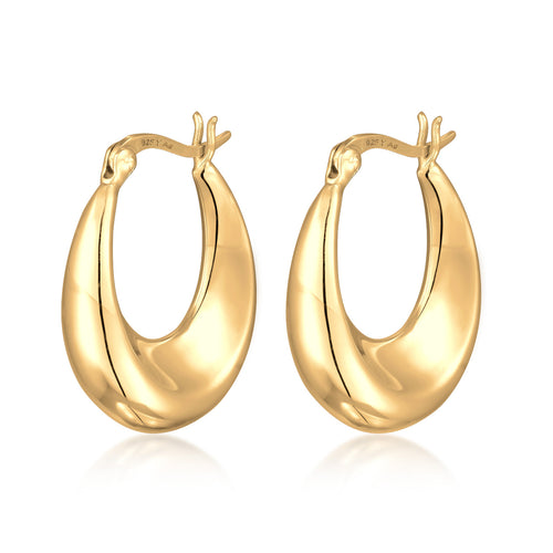 Gold - Elli | Creolen Gewölbt | 925er Sterling Silber Vergoldet