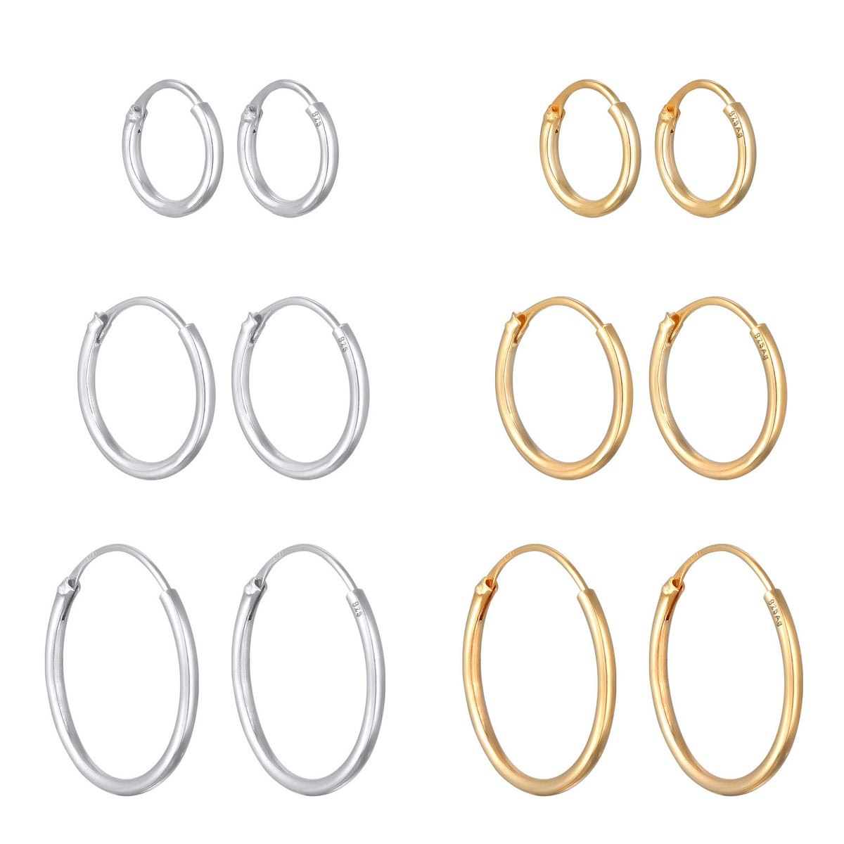 Zweifarbig - Elli | Ohrringset Bicolor | 925er Sterling Silber Vergoldet