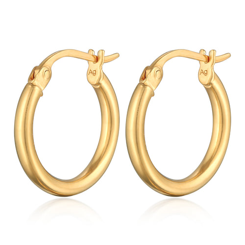 Gold - Elli | Creolen Hoops | 925er Sterling Silber Vergoldet