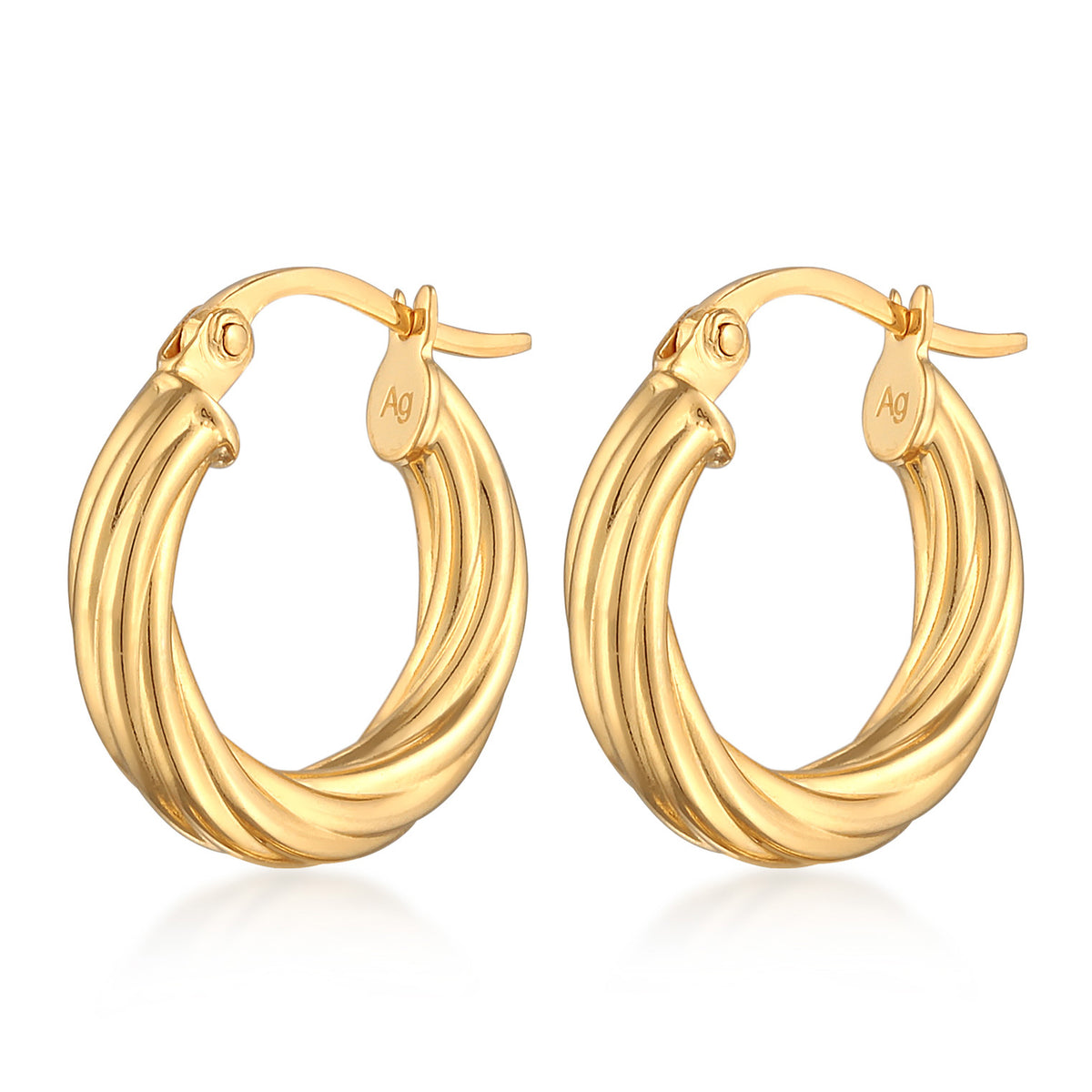 Gold - Elli | Creolen Chunky Twisted | 925er Sterling Silber Vergoldet