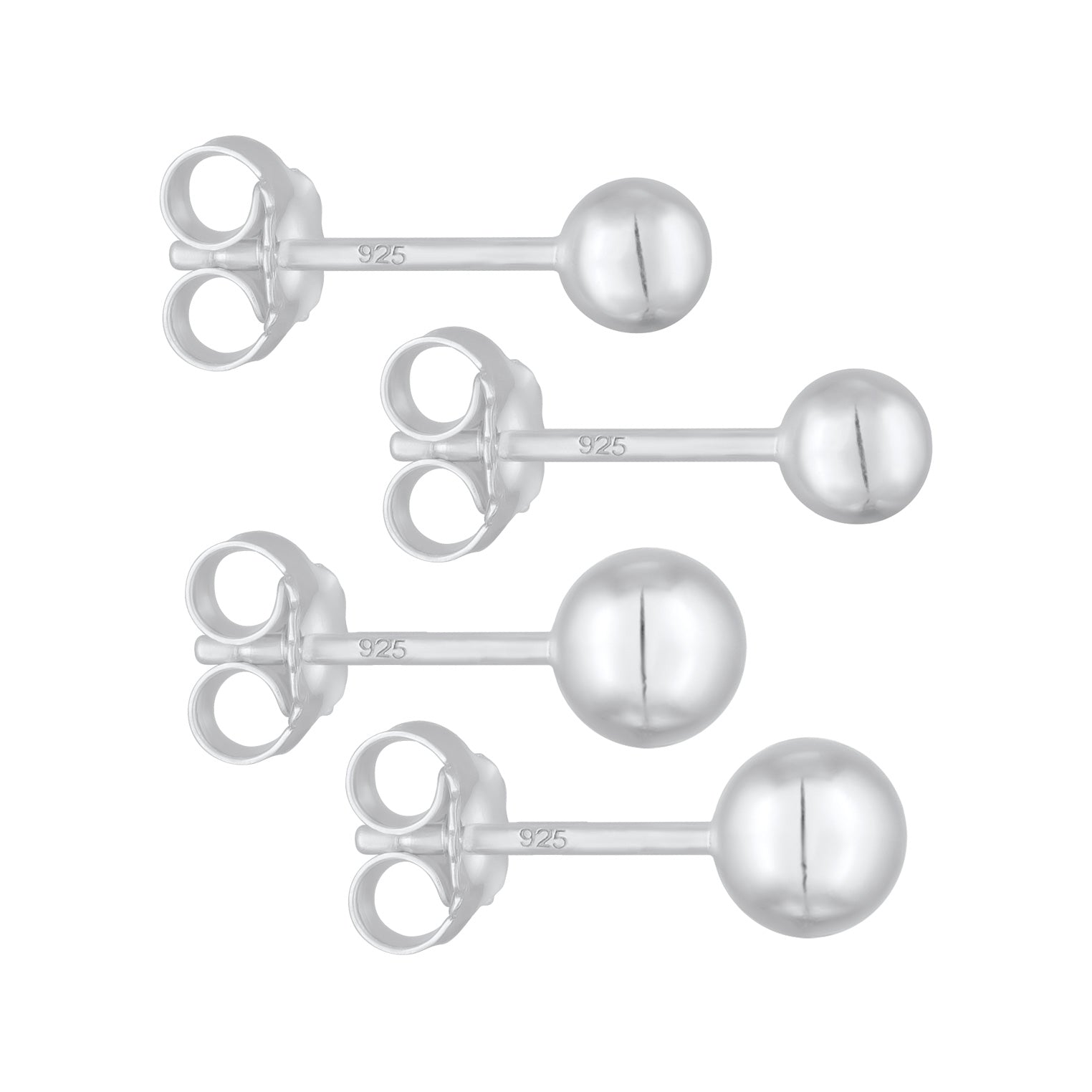 Silber - Elli | Ohrstecker Set Kugel | 925er Sterling Silber