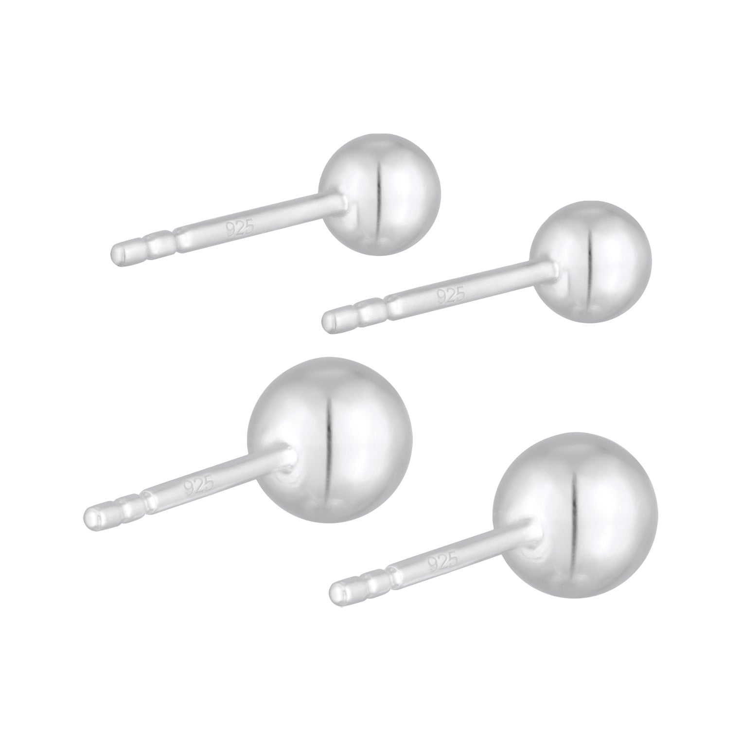 Silber - Elli | Ohrstecker Set Kugel | 925er Sterling Silber