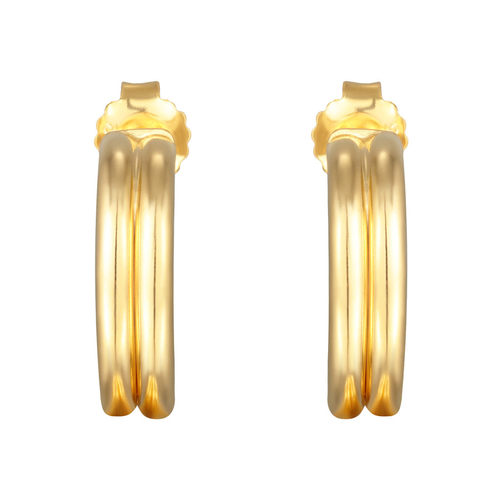 Gold - Elli | Creolen Stecker Rillen | 925er Sterling Silber Vergoldet
