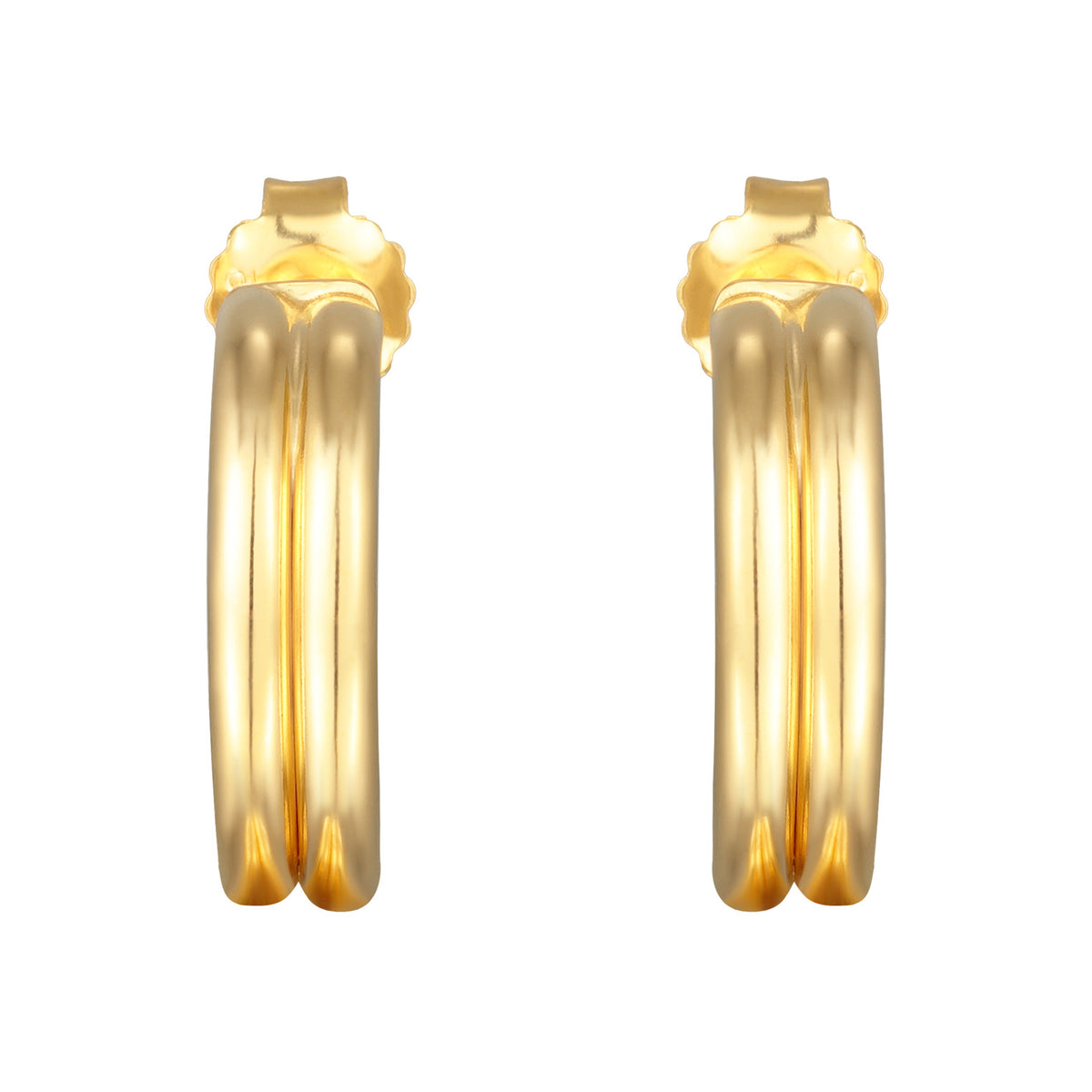 Gold - Elli | Creolen Stecker Rillen | 925er Sterling Silber Vergoldet