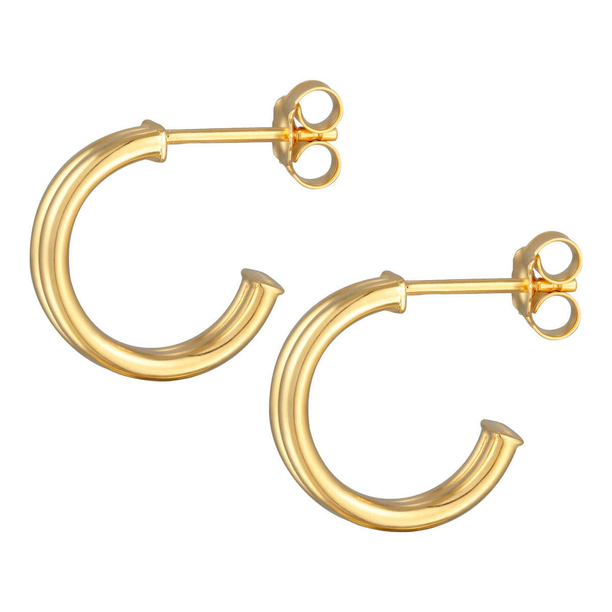 Gold - Elli | Creolen Stecker Rillen | 925er Sterling Silber Vergoldet