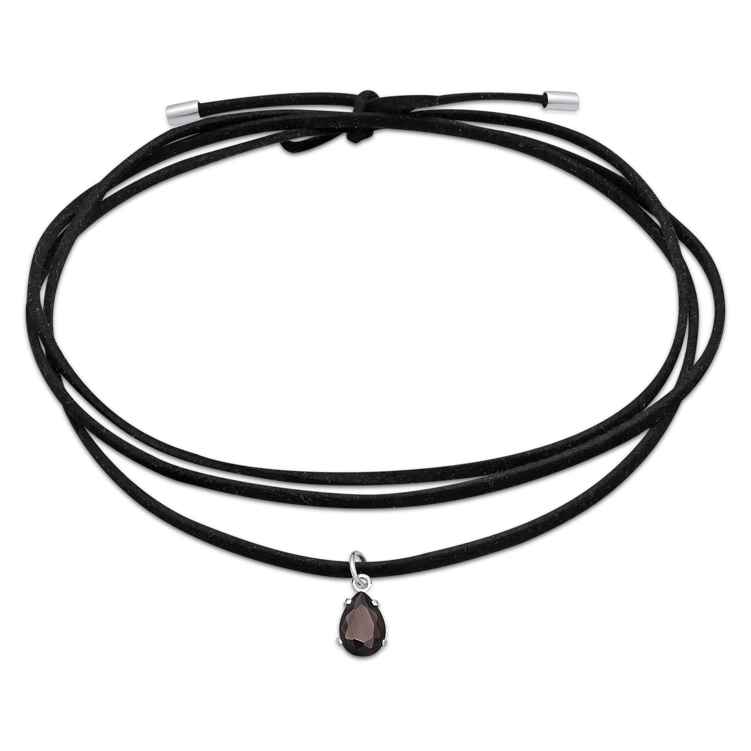 Schwarz - Elli | Choker Tropfen Anhänger | Zirkonia (Schwarz) | 925er Sterling Silber