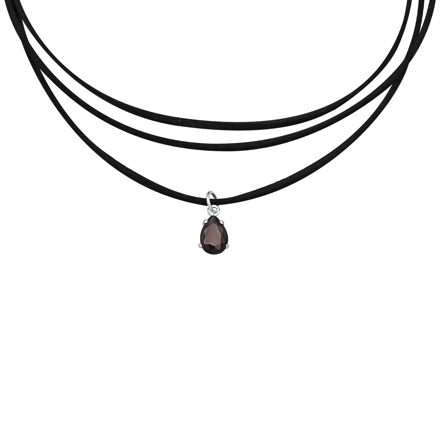 Schwarz - Elli | Choker Tropfen Anhänger | Zirkonia (Schwarz) | 925er Sterling Silber