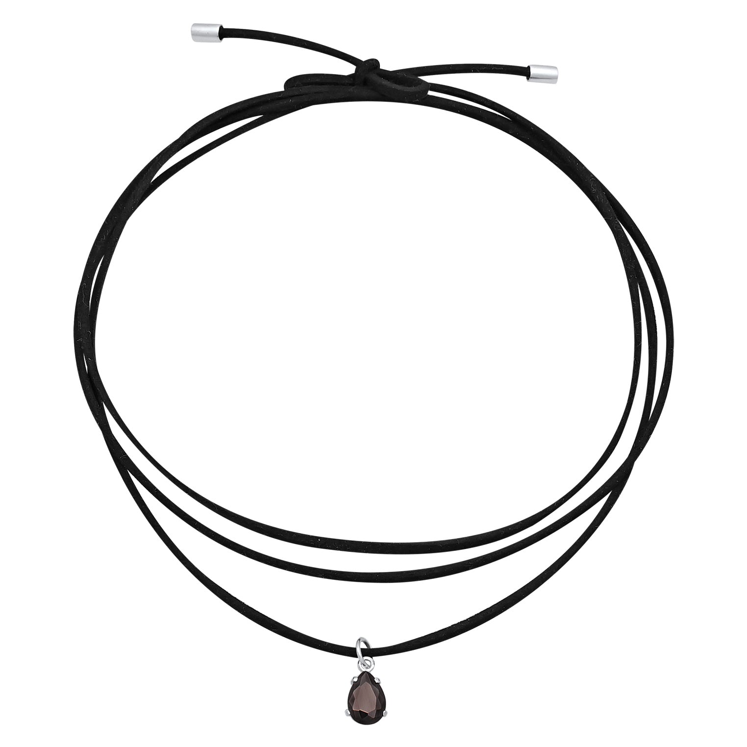 Schwarz - Elli | Choker Tropfen Anhänger | Zirkonia (Schwarz) | 925er Sterling Silber