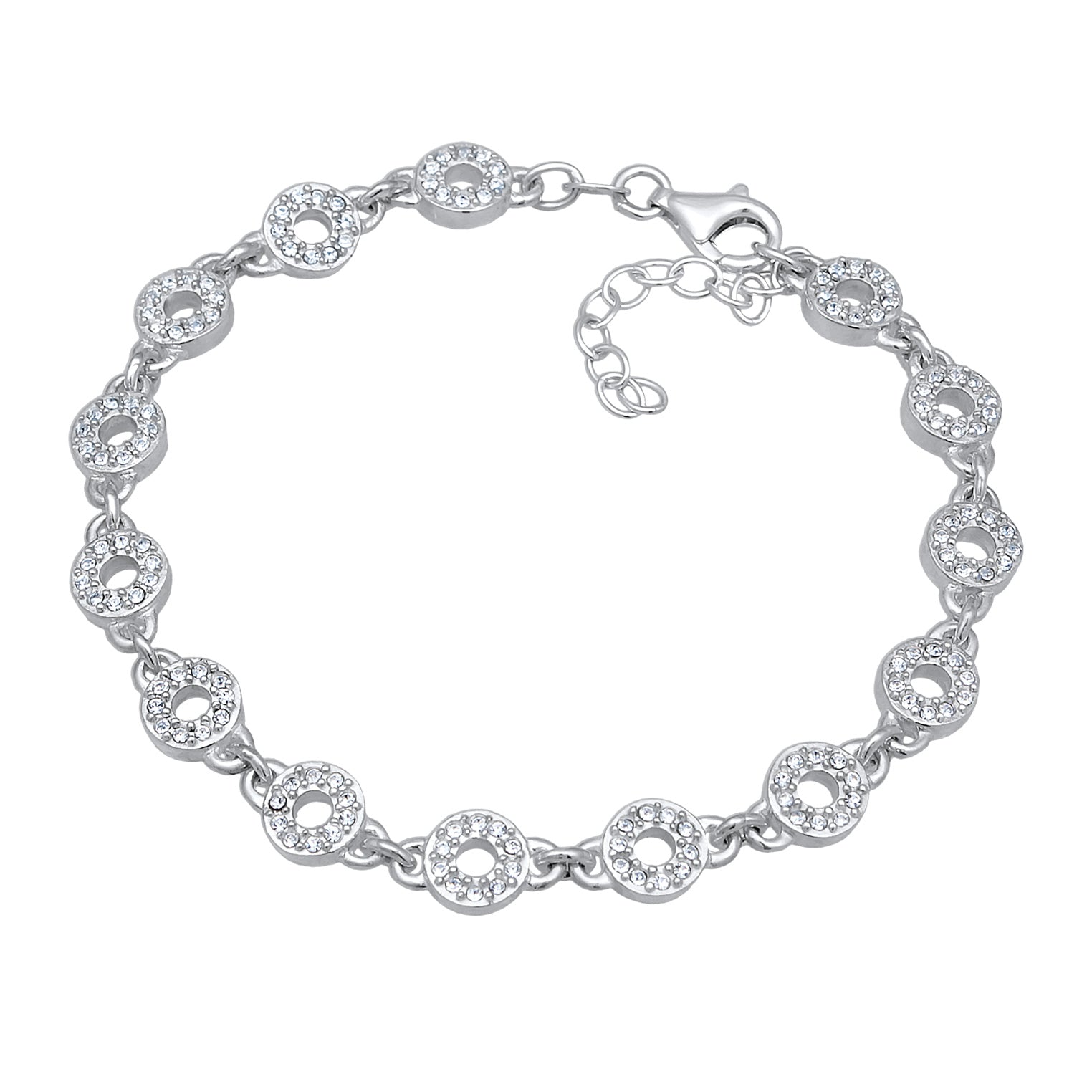 Silber - Elli PREMIUM | Armband Kreis Elegant | Kristalle (Weiß) |925 Sterling Silber