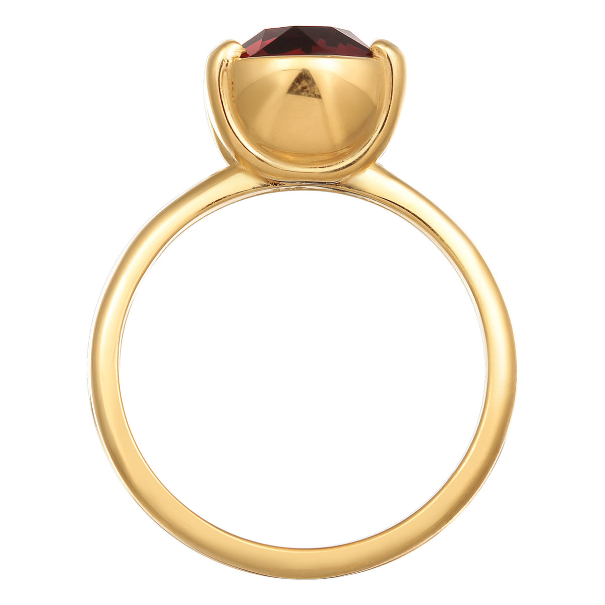 Rot - Elli | Solitär-Ring | Kristall (Dunkelrot) | 925er Sterling Silber Vergoldet