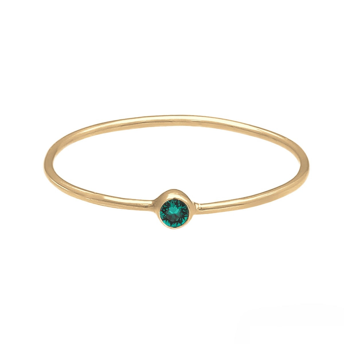 Grün - Elli | Stapelring Solitär | Kristall (Grün) | 925er Sterling Silber Vergoldet