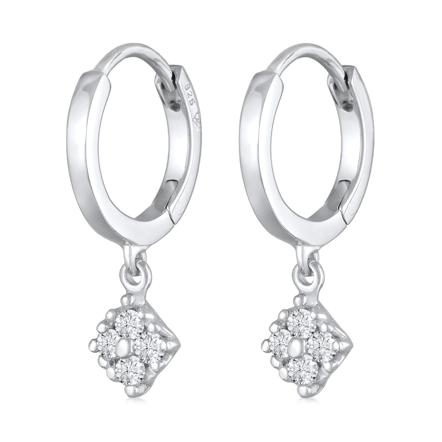 Weiß - Elli DIAMONDS | Creolen Anhänger | Laborgezüchteter Diamant (Weiß, 0.28 ct.) | 925er Sterling Silber