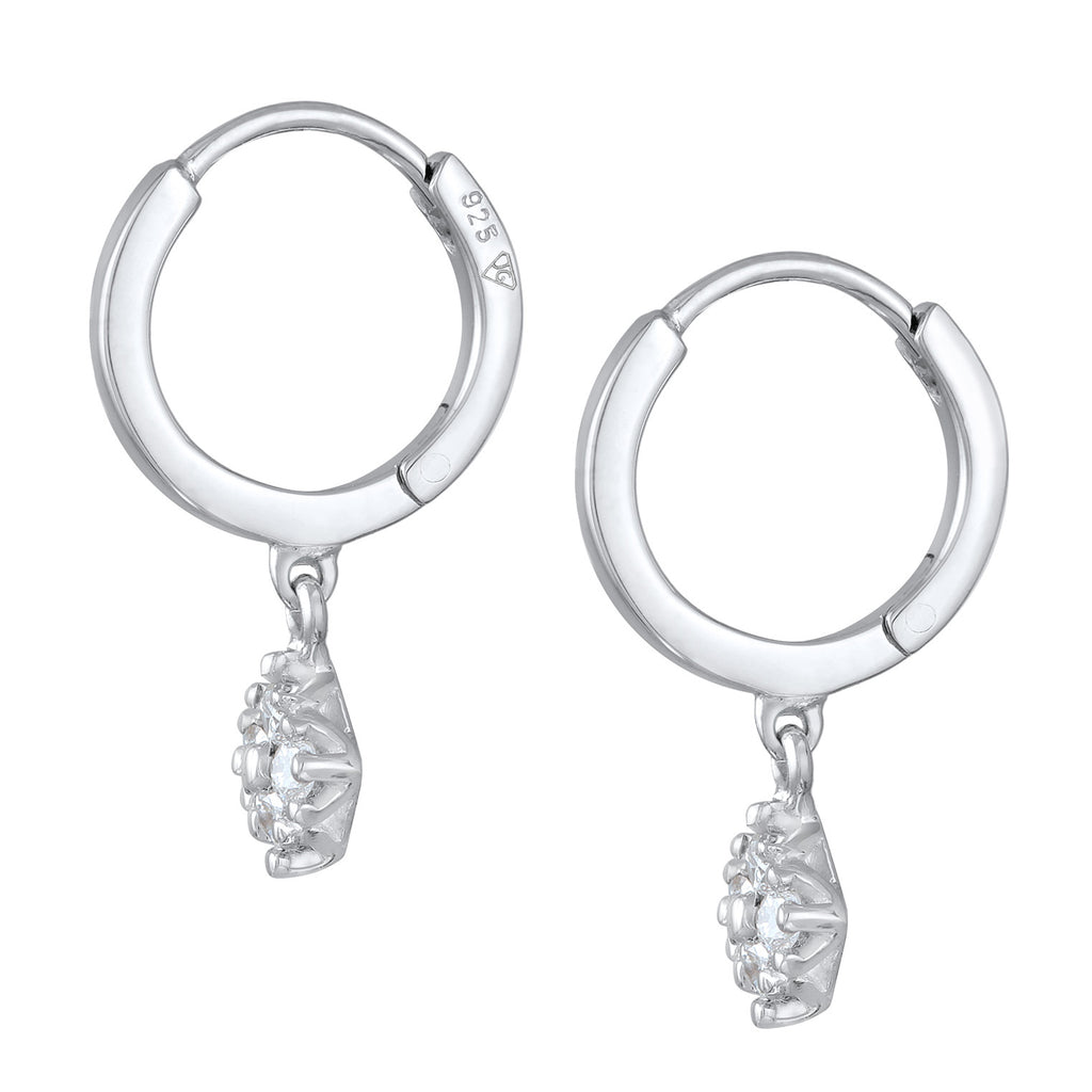 Weiß - Elli DIAMONDS | Creolen Anhänger | Laborgezüchteter Diamant (Weiß, 0.056 ct.) | 925er Sterling Silber