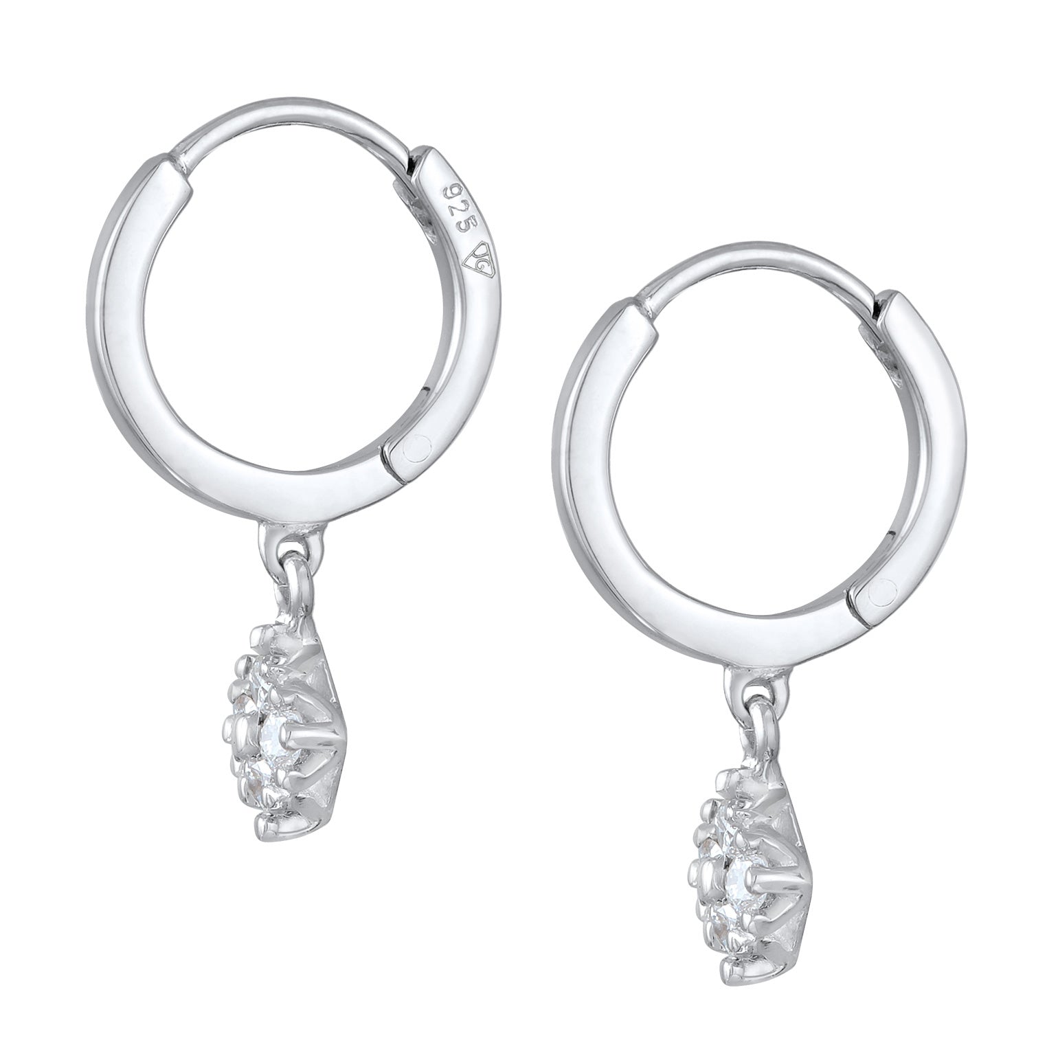 Weiß - Elli DIAMONDS | Creolen Anhänger | Laborgezüchteter Diamant (Weiß, 0.056 ct.) | 925er Sterling Silber