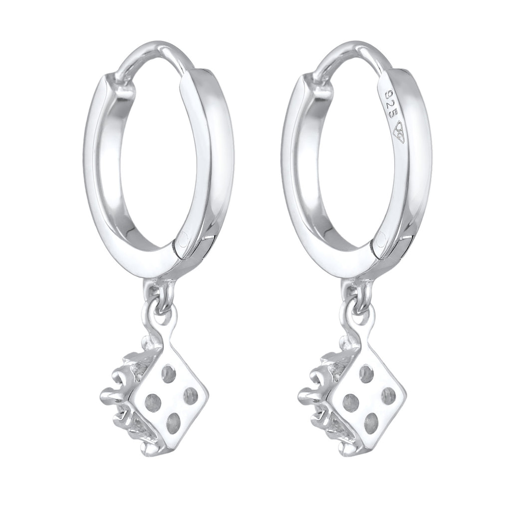 Weiß - Elli DIAMONDS | Creolen Anhänger | Laborgezüchteter Diamant (Weiß, 0.056 ct.) | 925er Sterling Silber
