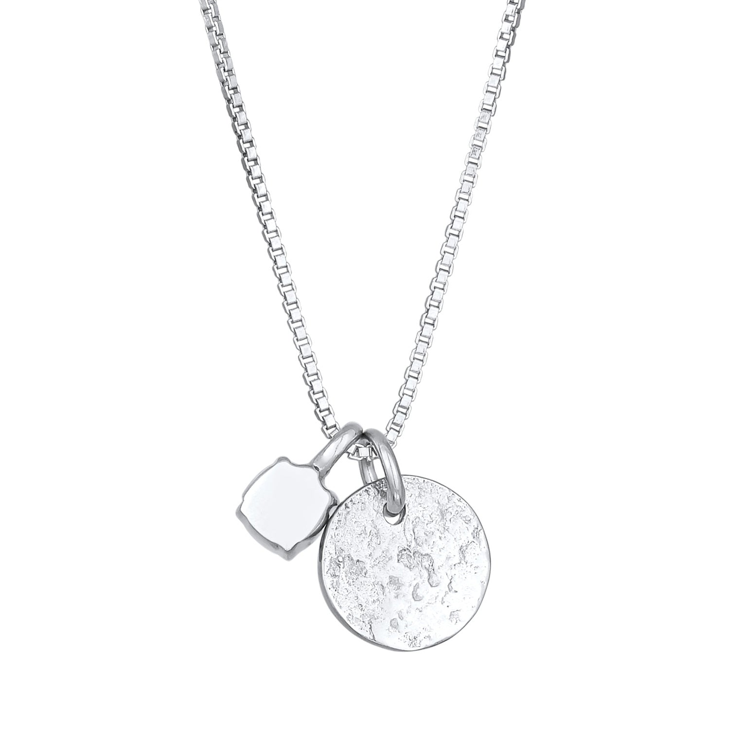 Silber - Elli | Solitär-Halskette Plättchen Anhänger | Mit Kristallen von Swarovski® (Weiß) | 925er Sterling Silber Vergoldet