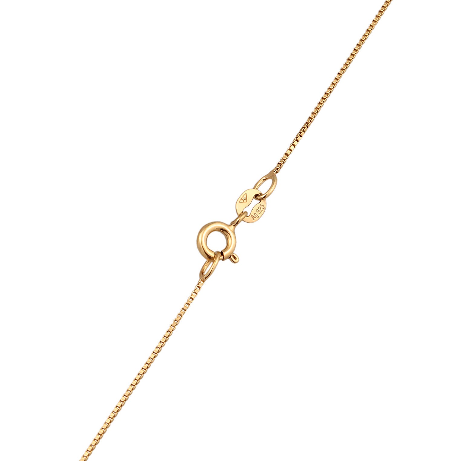 Gold - Elli | Solitär-Halskette Plättchen Anhänger | Mit Kristallen von Swarovski® (Weiß) | 925er Sterling Silber