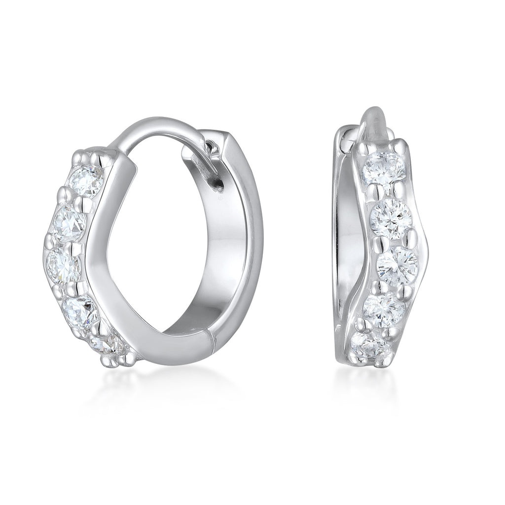 Silber - Elli DIAMONDS | Creolen | Laborgezüchteter Diamant (Weiß, 0.07 ct.) | 925er Sterling Silber