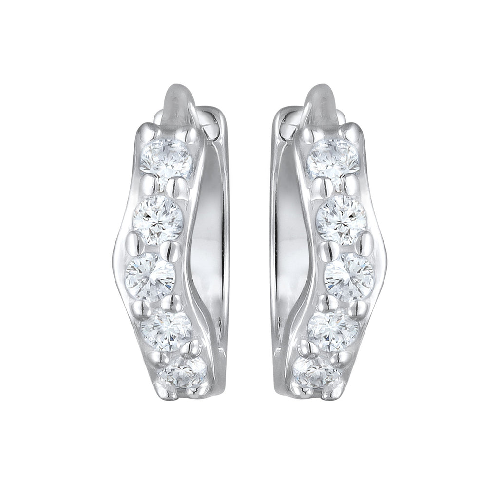 Silber - Elli DIAMONDS | Creolen | Laborgezüchteter Diamant (Weiß, 0.07 ct.) | 925er Sterling Silber