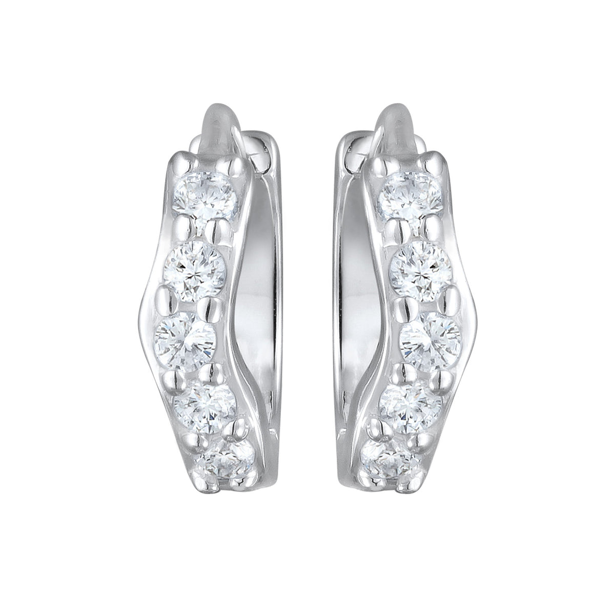 Silber - Elli DIAMONDS | Creolen | Laborgezüchteter Diamant (Weiß, 0.07 ct.) | 925er Sterling Silber