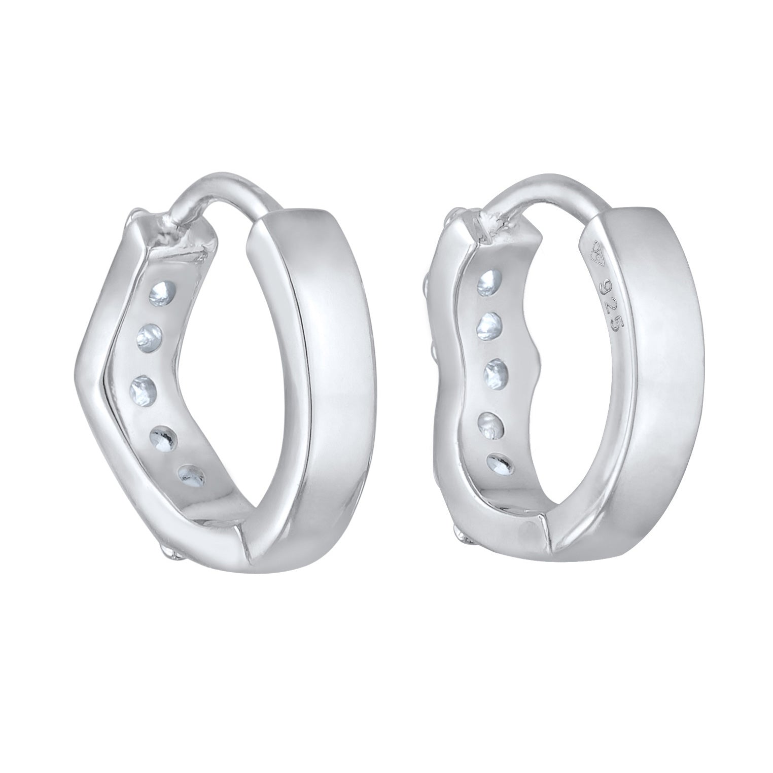 Silber - Elli DIAMONDS | Creolen | Laborgezüchteter Diamant (Weiß, 0.07 ct.) | 925er Sterling Silber