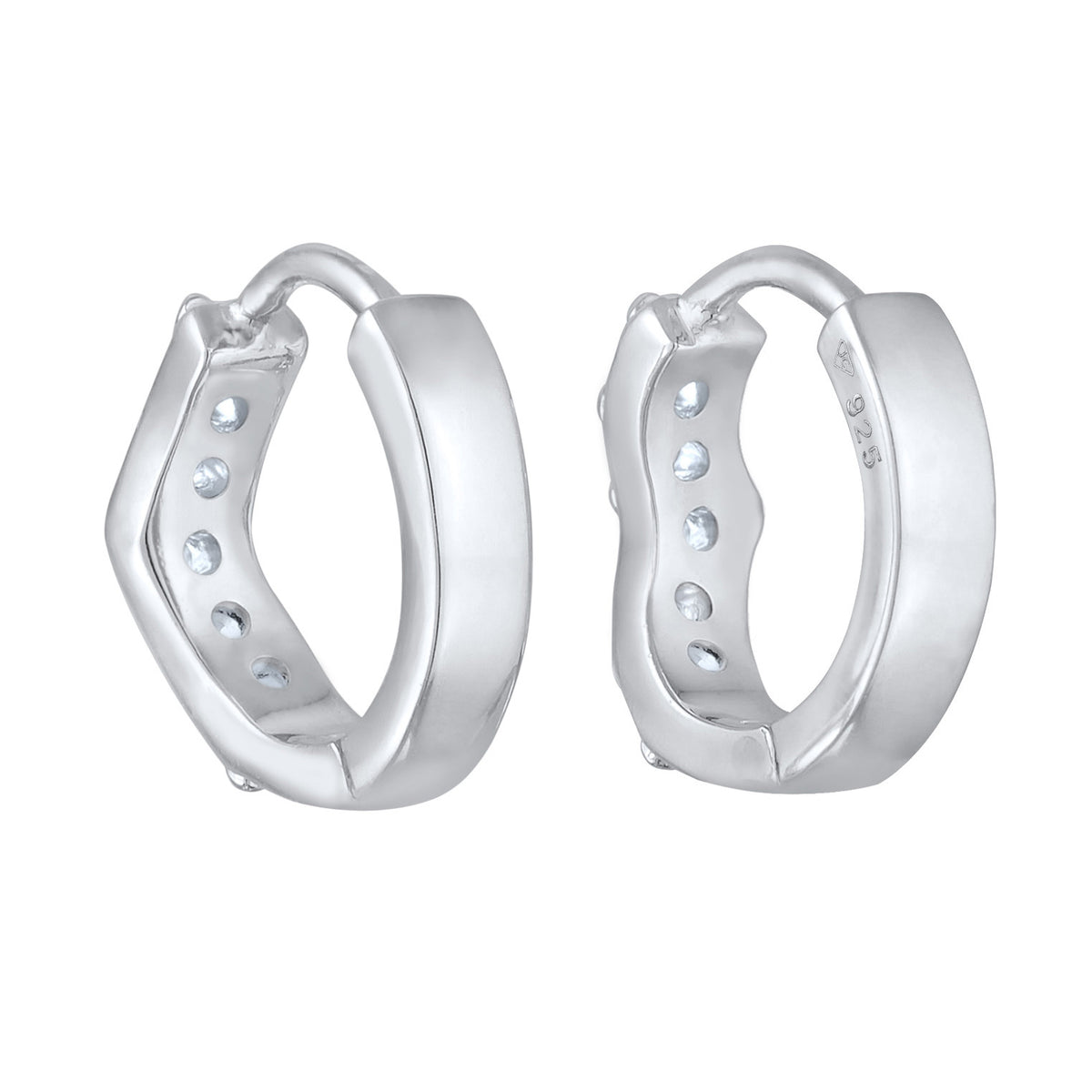 Silber - Elli DIAMONDS | Creolen | Laborgezüchteter Diamant (Weiß, 0.07 ct.) | 925er Sterling Silber