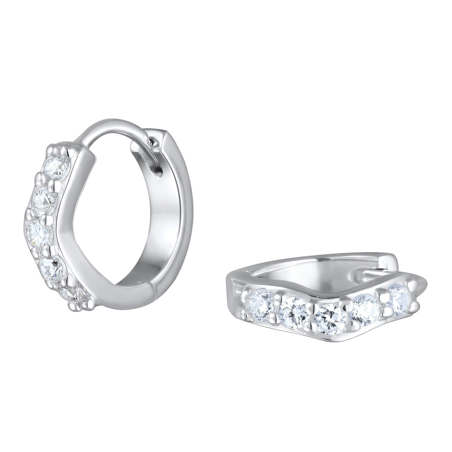 Silber - Elli DIAMONDS | Creolen | Laborgezüchteter Diamant (Weiß, 0.07 ct.) | 925er Sterling Silber