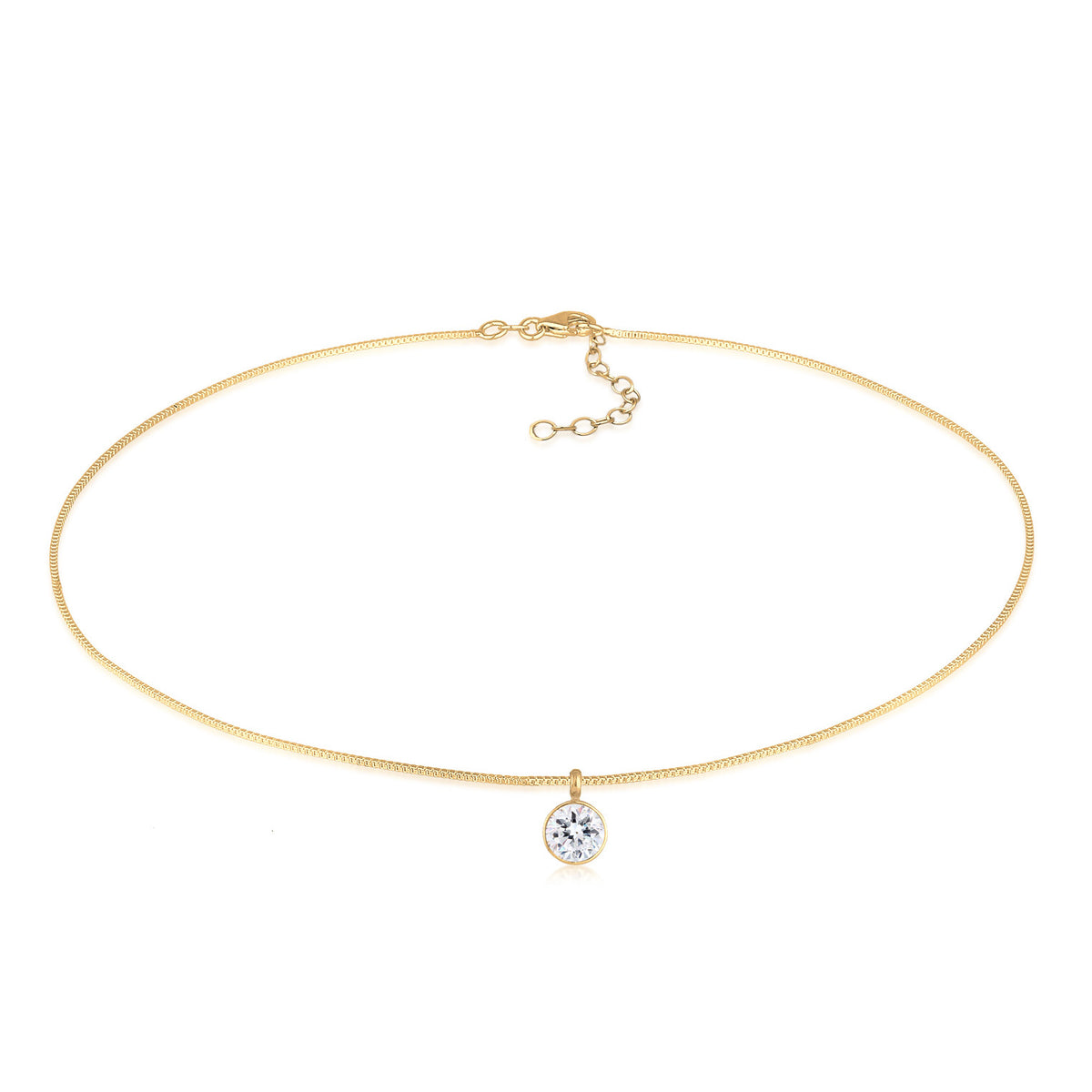Gold - Elli | Choker Solitär | Mit Kristallen von Swarovski® (Weiß) | 925er Sterling Silber Vergoldet