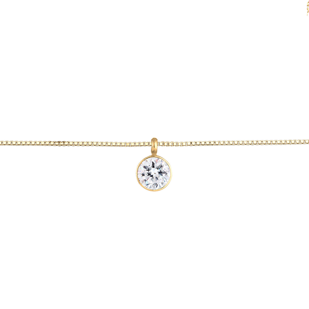 Gold - Elli | Choker Solitär | Mit Kristallen von Swarovski® (Weiß) | 925er Sterling Silber Vergoldet