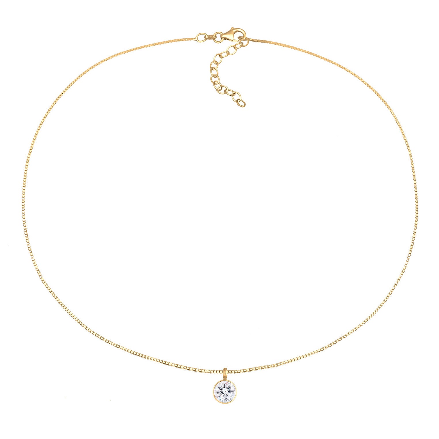Gold - Elli | Choker Solitär | Mit Kristallen von Swarovski® (Weiß) | 925er Sterling Silber Vergoldet