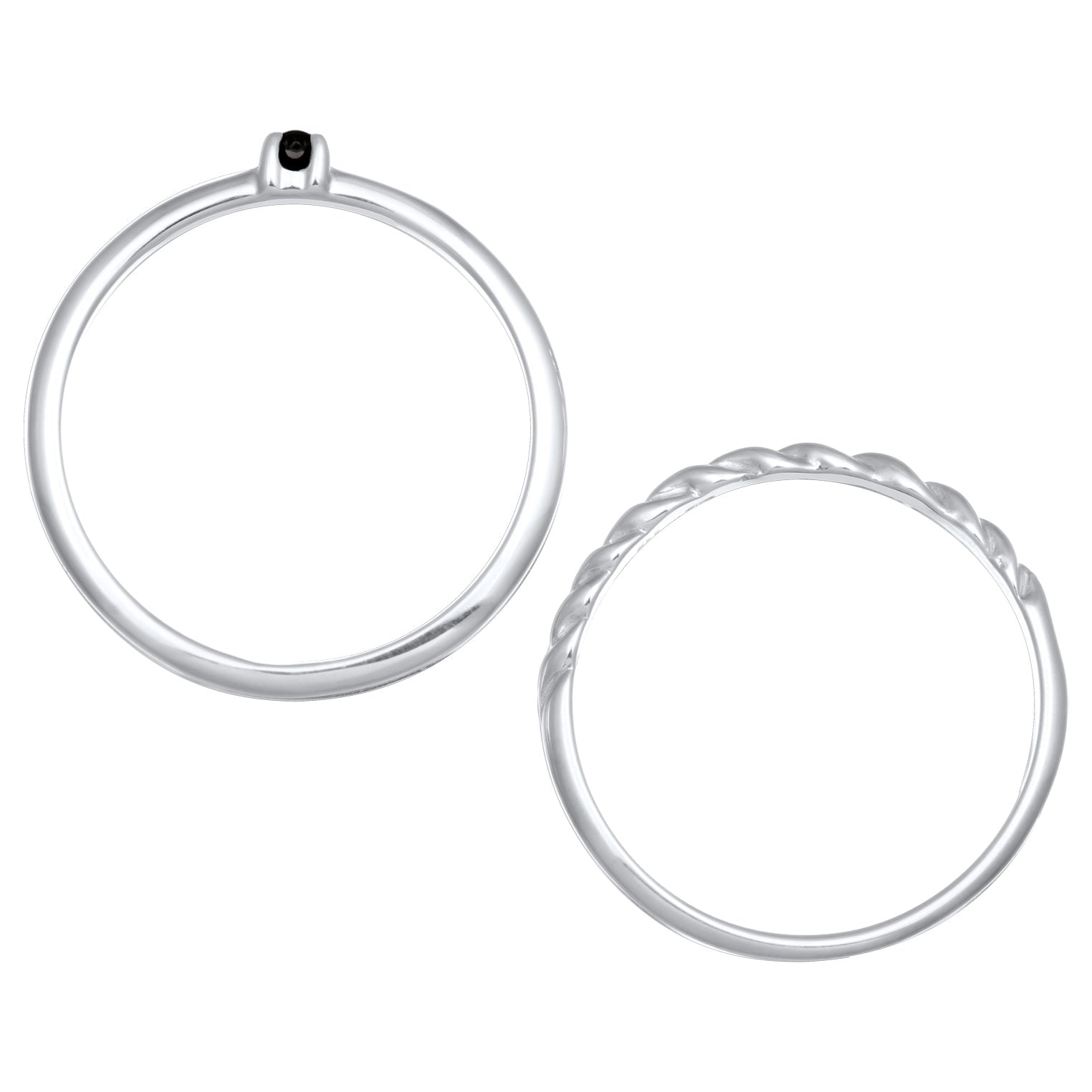 Silber - Elli | RingSet Twisted | Synth. Perle | 925er Sterling Silber