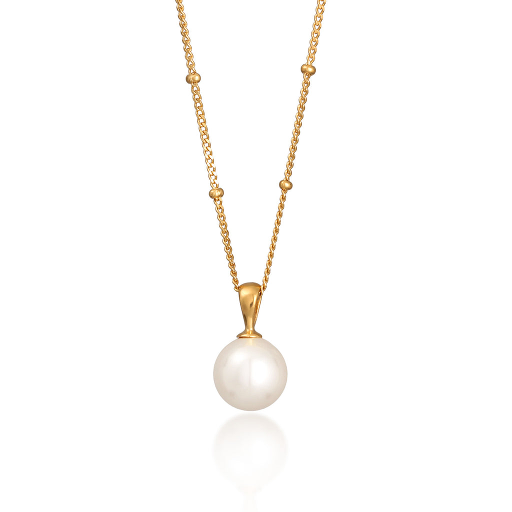 Gold - Elli | Kugel-Halskette | Muschelkernperle | 925er Sterling Silber Vergoldet