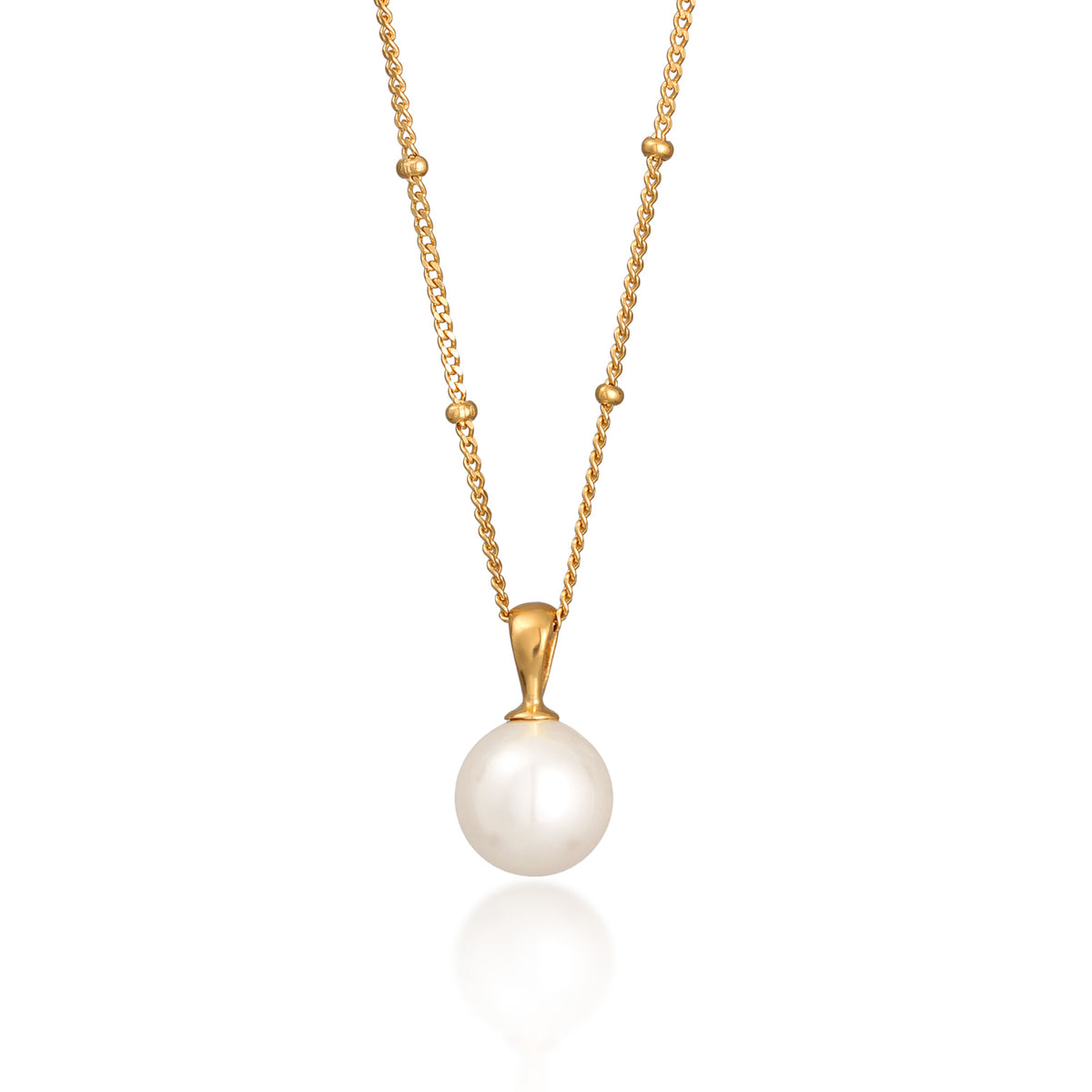 Gold - Elli | Kugel-Halskette | Muschelkernperle | 925er Sterling Silber Vergoldet