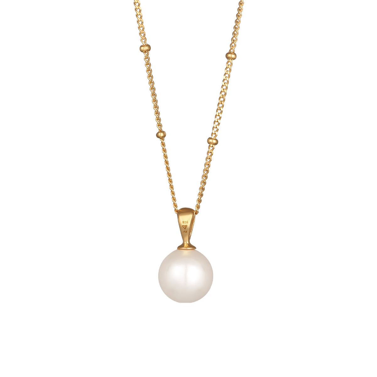 Gold - Elli | Kugel-Halskette | Muschelkernperle | 925er Sterling Silber Vergoldet