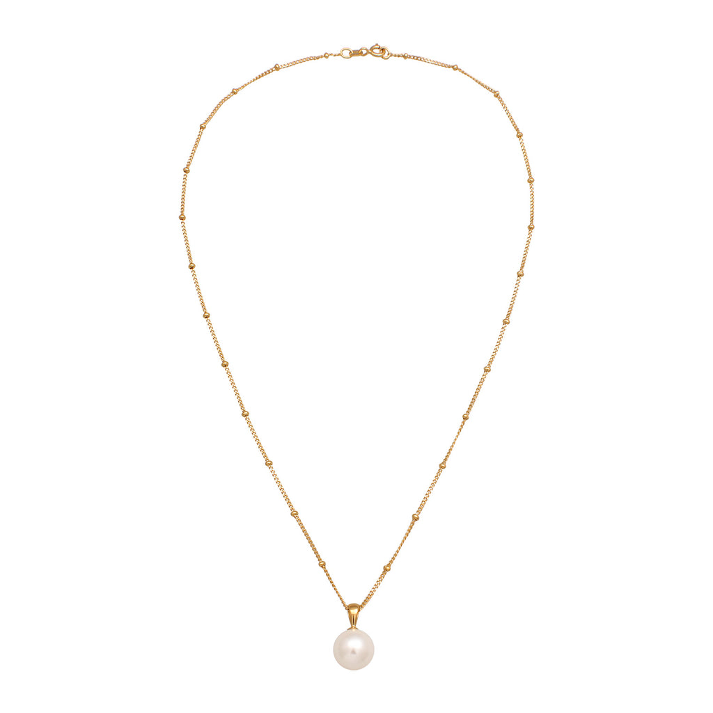 Gold - Elli | Kugel-Halskette | Muschelkernperle | 925er Sterling Silber Vergoldet