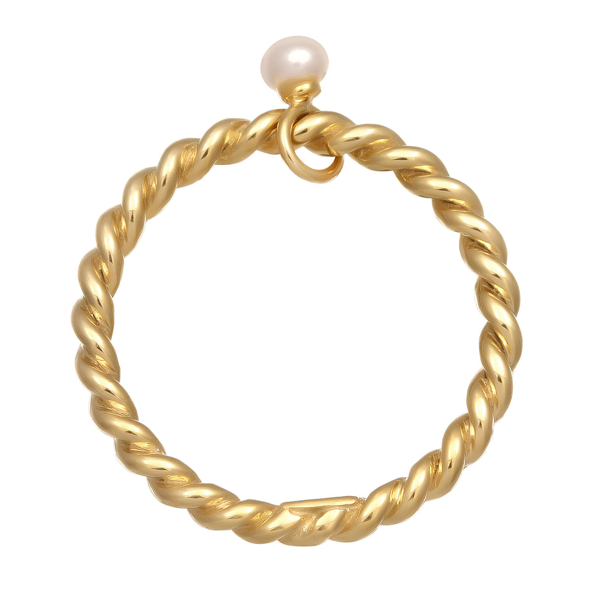 Gold - Elli | Stapelring Anhänger | Süßwasserzuchtperle | 925er Sterling Silber Vergoldet