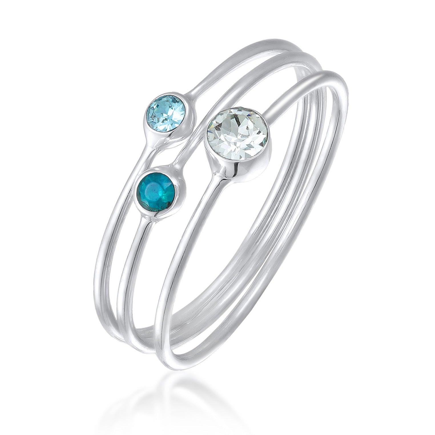 Blau - Elli | RingSet Solitär | Mit Kristallen von Swarovski® (Blau) | 925er Sterling Silber