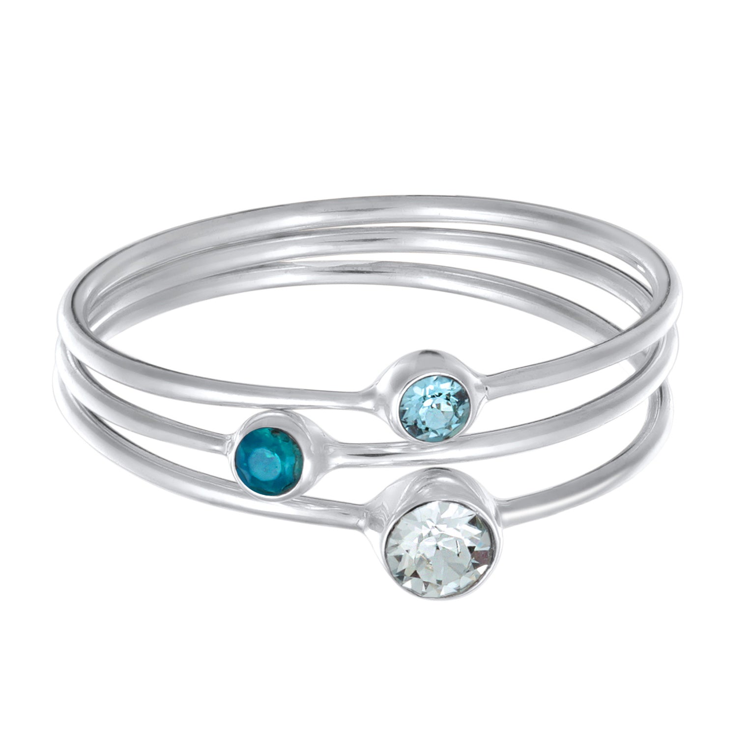 Blau - Elli | RingSet Solitär | Mit Kristallen von Swarovski® (Blau) | 925er Sterling Silber
