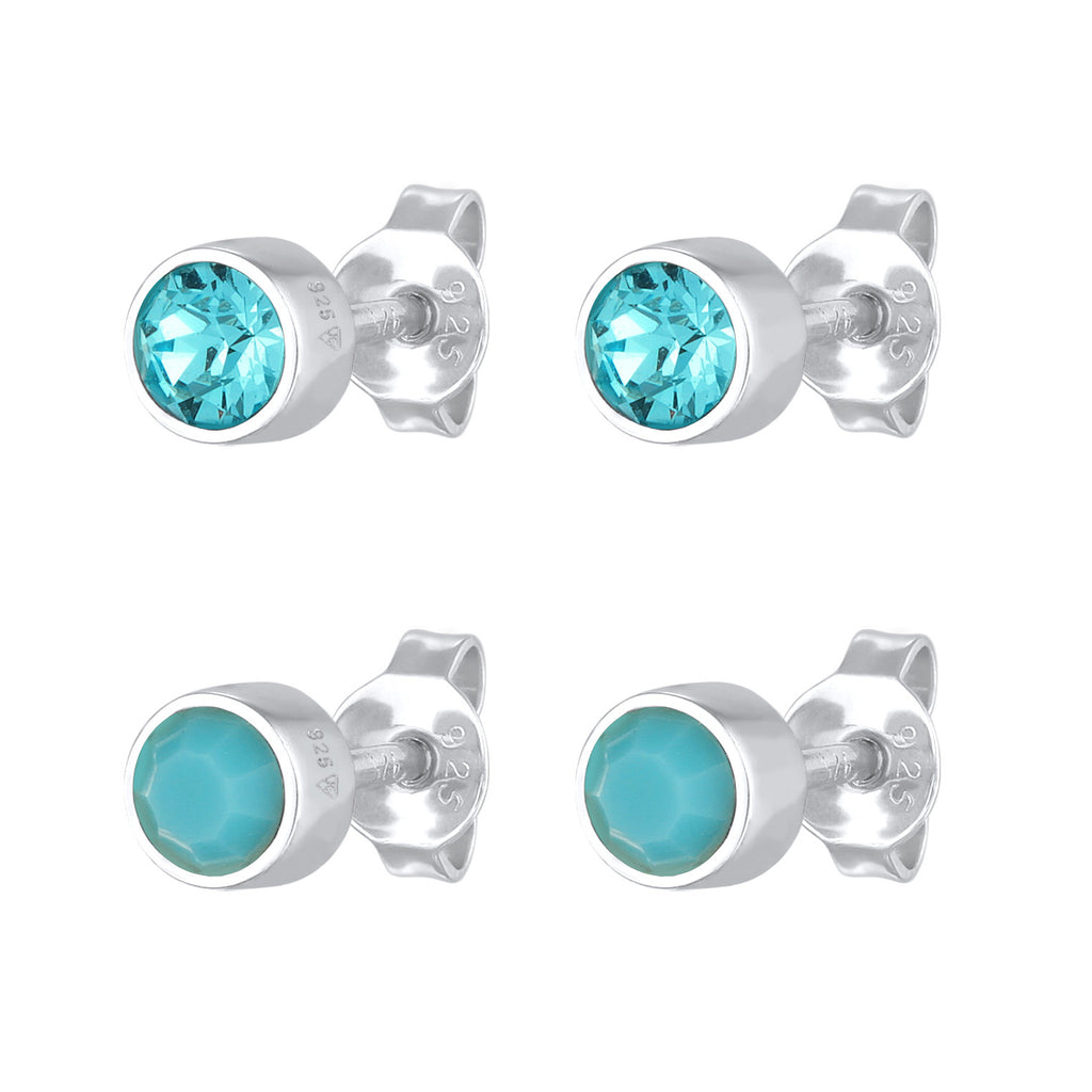 Blau - Elli | Ohrstecker Set | Kristall (Türkis) | 925er Sterling Silber