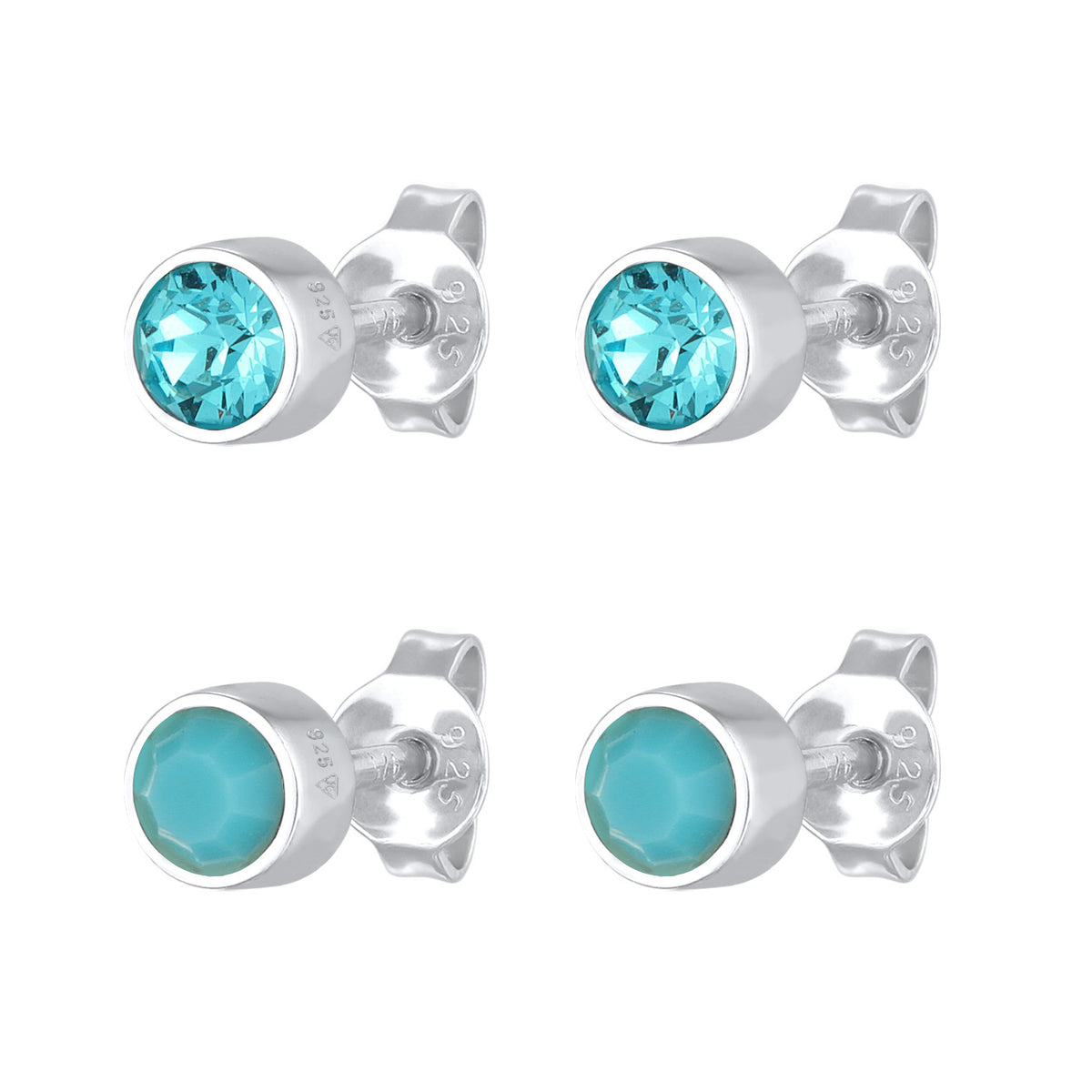 Blau - Elli | Ohrstecker Set | Kristall (Türkis) | 925er Sterling Silber