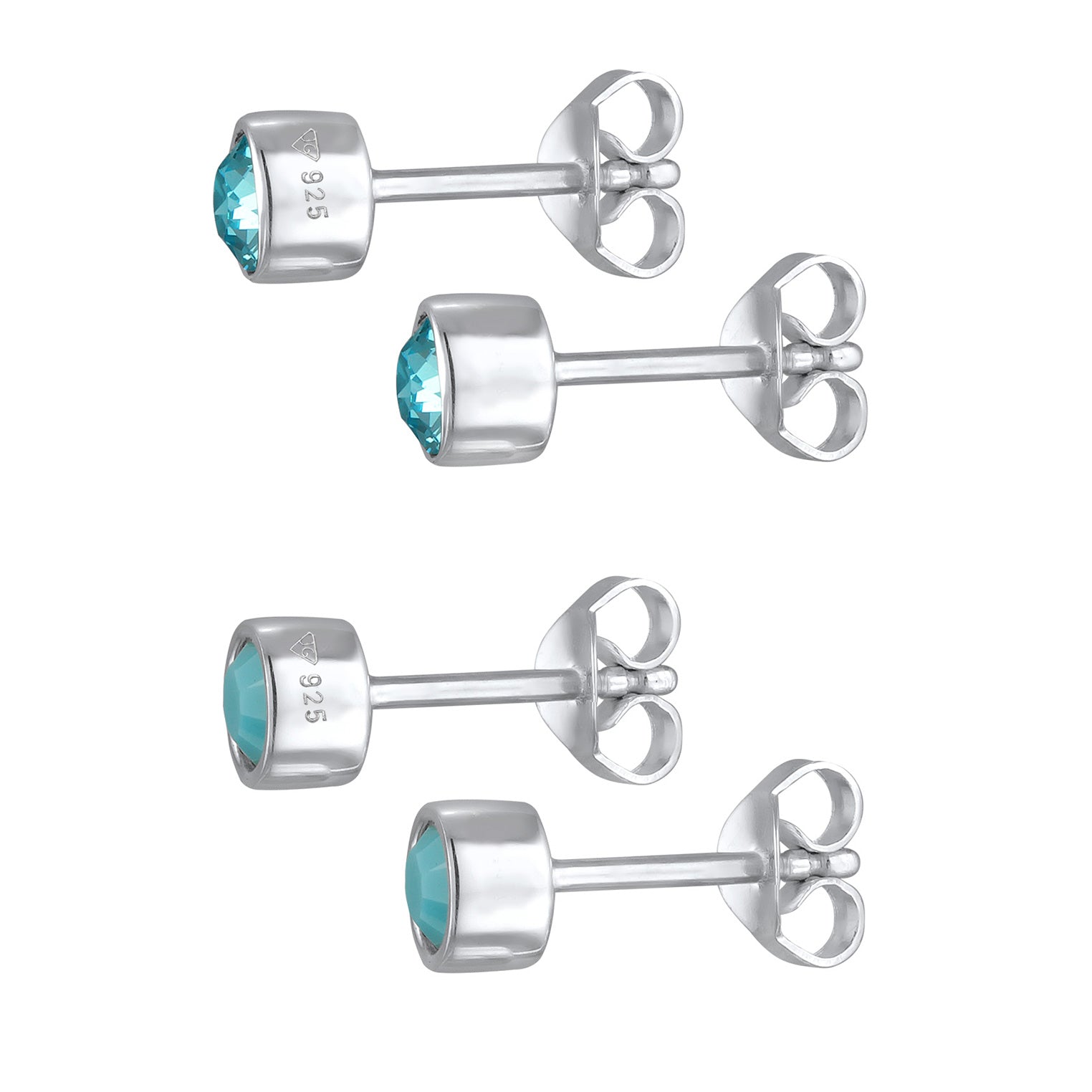 Blau - Elli | Ohrstecker Set | Kristall (Türkis) | 925er Sterling Silber