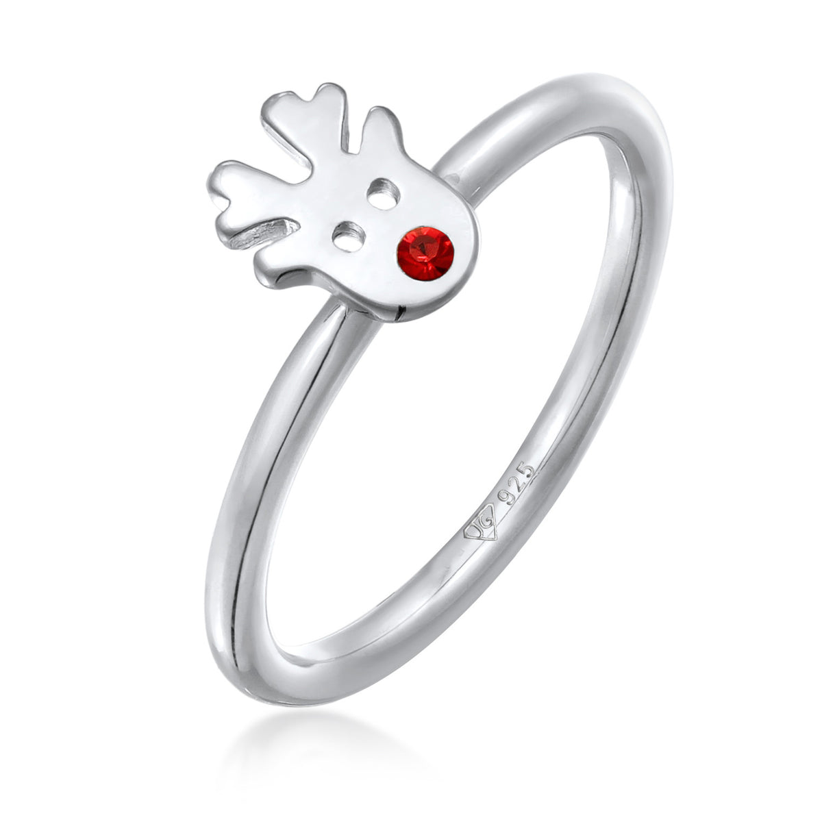 Silber - Elli | Ring Rentier | Mit Kristallen von Swarovski® (Rot) | 925er Sterling Silber