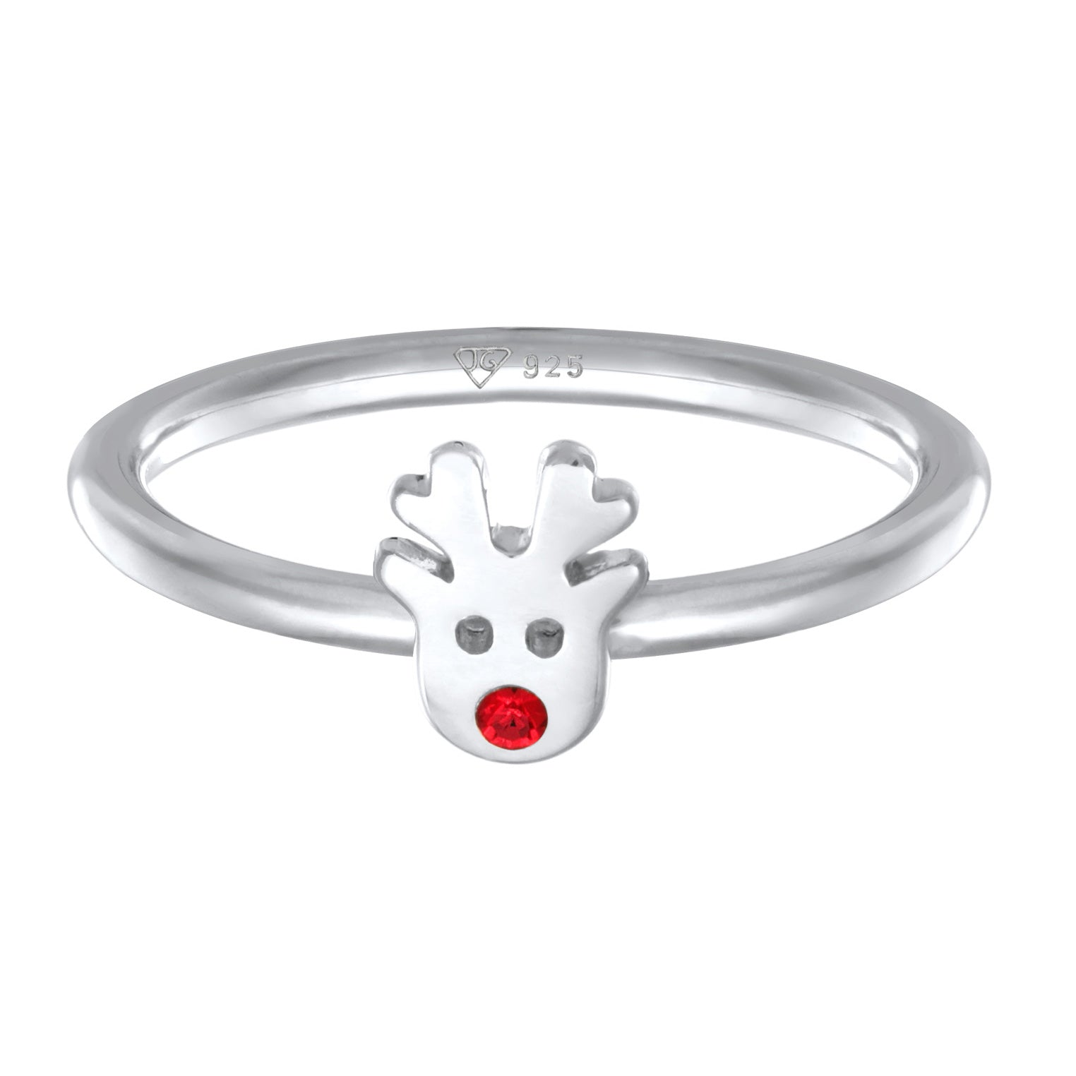 Silber - Elli | Ring Rentier | Mit Kristallen von Swarovski® (Rot) | 925er Sterling Silber