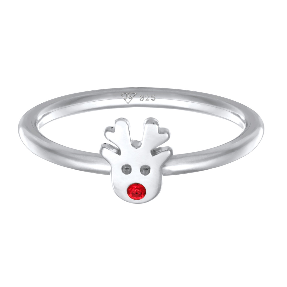 Silber - Elli | Ring Rentier | Mit Kristallen von Swarovski® (Rot) | 925er Sterling Silber