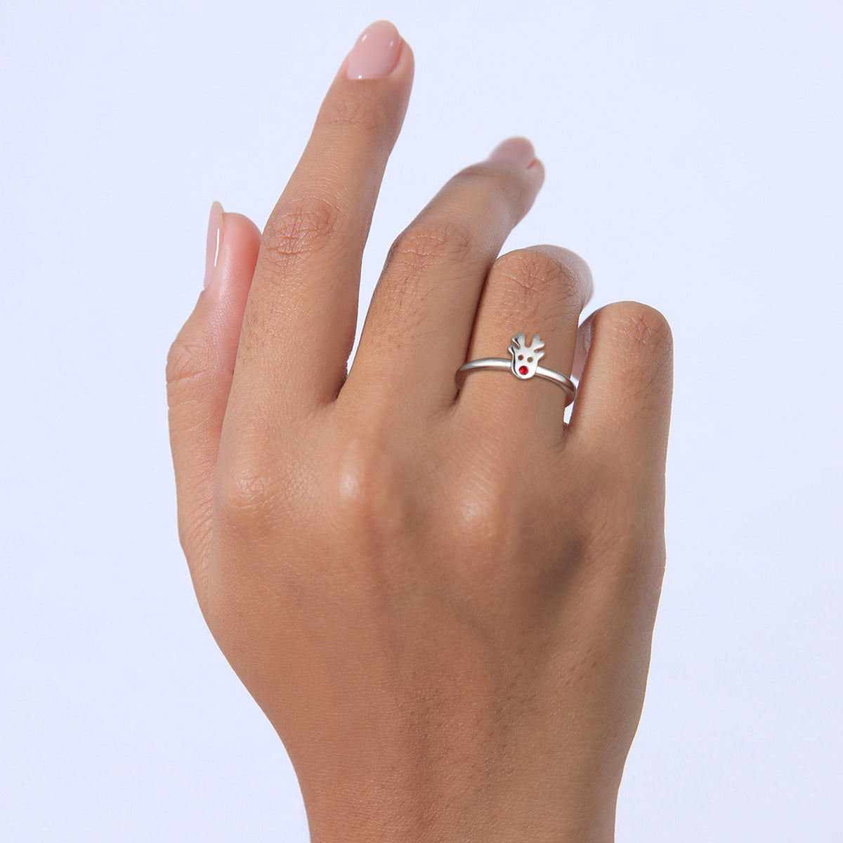 Silber - Elli | Ring Rentier | Mit Kristallen von Swarovski® (Rot) | 925er Sterling Silber
