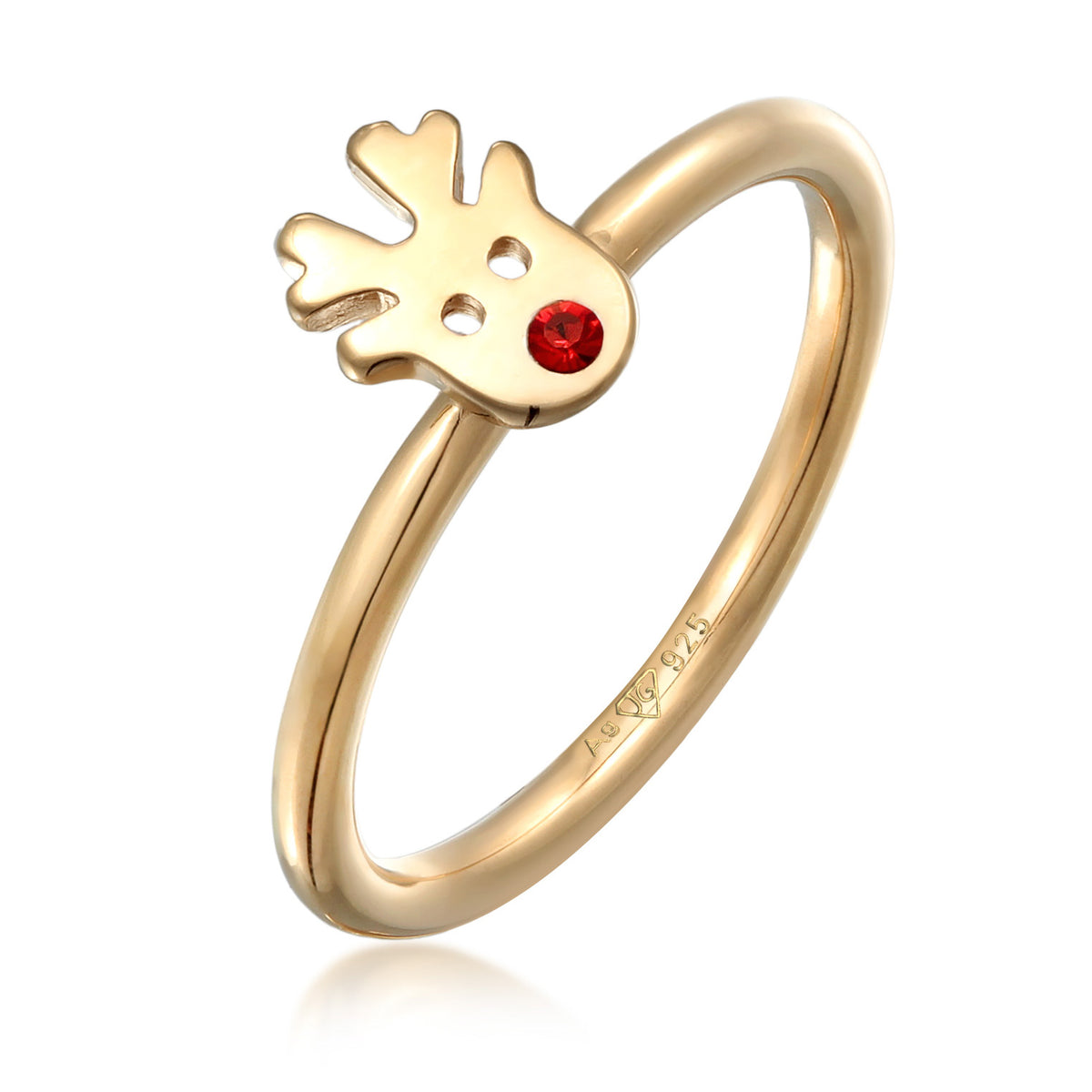 Gold - Elli | Ring Rentier | Mit Kristallen von Swarovski® (Rot) | 925er Sterling Silber  Vergoldet