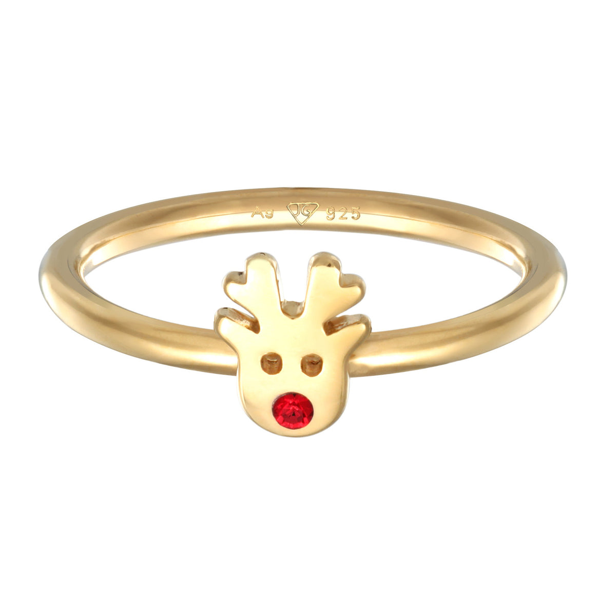 Gold - Elli | Ring Rentier | Mit Kristallen von Swarovski® (Rot) | 925er Sterling Silber  Vergoldet