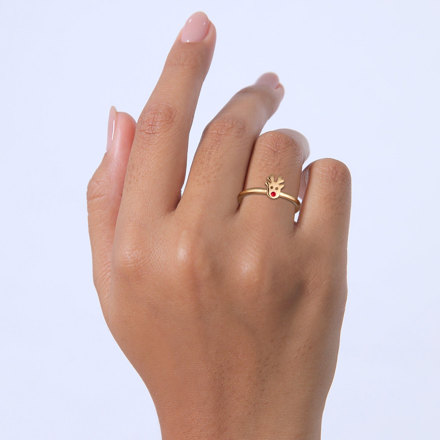 Gold - Elli | Ring Rentier | Mit Kristallen von Swarovski® (Rot) | 925er Sterling Silber  Vergoldet